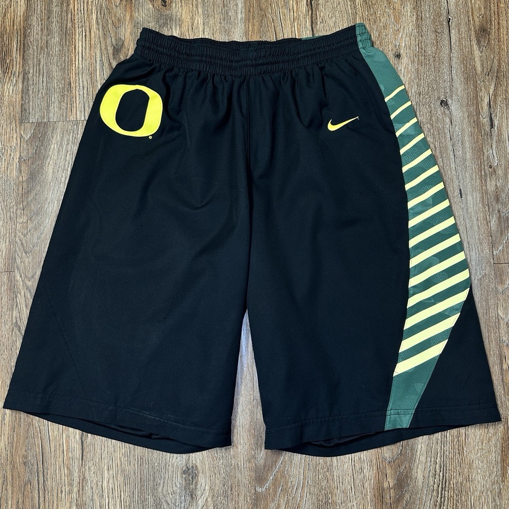 Nike Oregon Ducks Shorts Mens M Dri-FIT Black Green Yellow Basketball NCAA